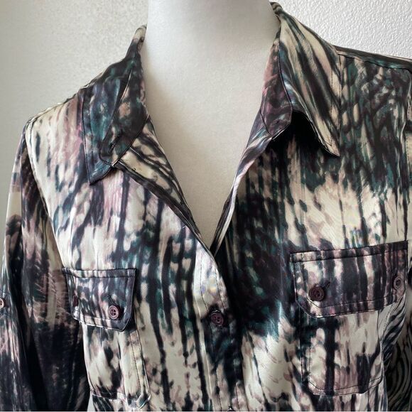 Calvin Klein Button Down Blouse Long Sleeve Abstract - Picture 4 of 14